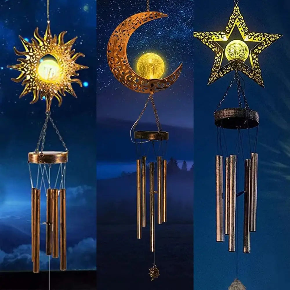 Solar Wind Chime Light | Copper Tubes Outdoor Moon LED Lamp