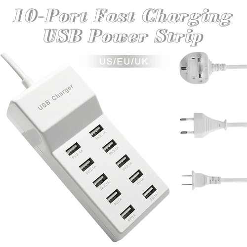 10-Port 50W USB Charging Station | Multi-Device Power Strip Hub USB Charging Station Oasis Select