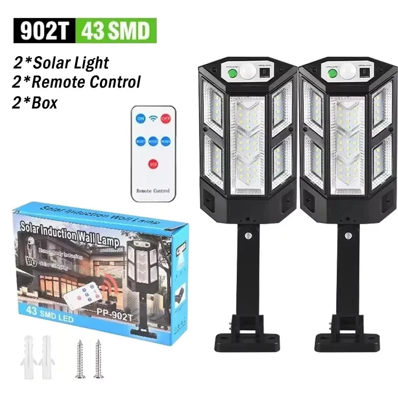 30000LM Irradiation 500㎡ Solar Light for Outdoor Sunlight Motion Sensor IP65 Waterproof Garden Street Wall External Solar Lamp Oasis Select 43 SMD 2PC