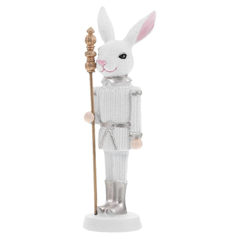 WISH Easter Nutcracker Resin Sculpture Holiday Doll Home Desktop Decoration Cute Ornaments Oasis Select White