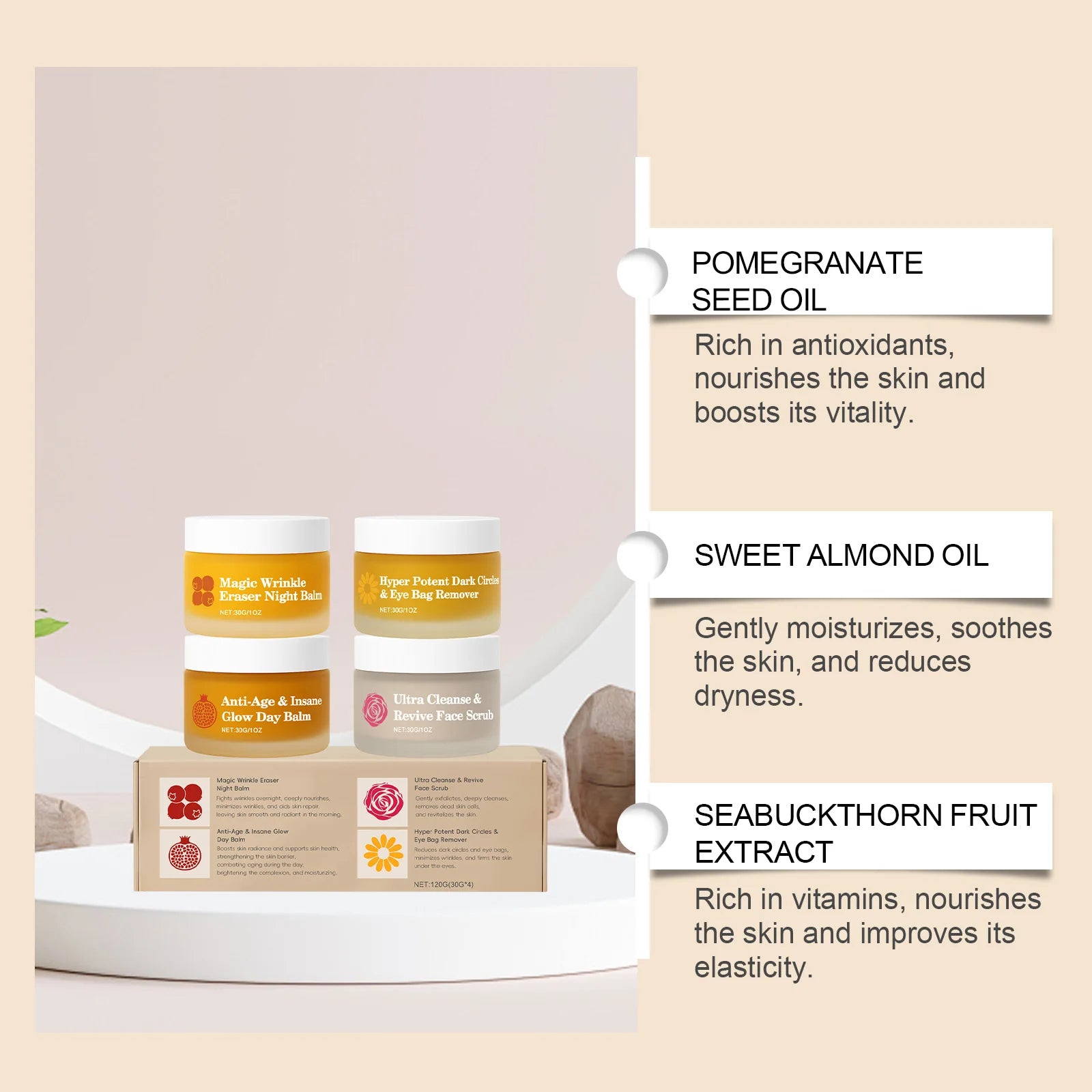 Day & Night Skincare Set – Moisturizer, Eye Cream & Scrub Skincare Gift Set Oasis Select