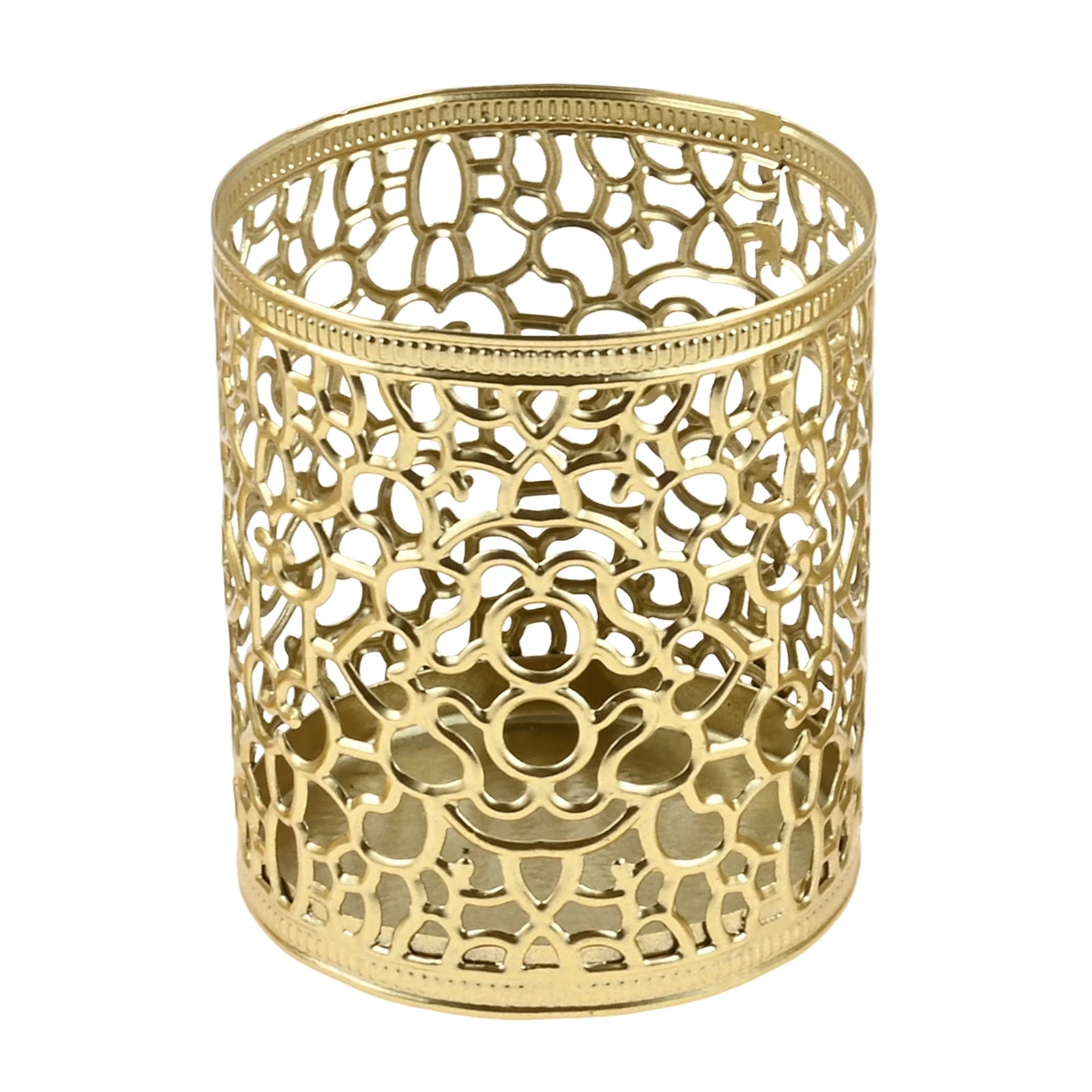 Fits for Decorating Candlelight Dinners or Weddings Create Romantic Atmosphere 1Pc Golden Geometric Hollow Iron Candle Holder Oasis Select