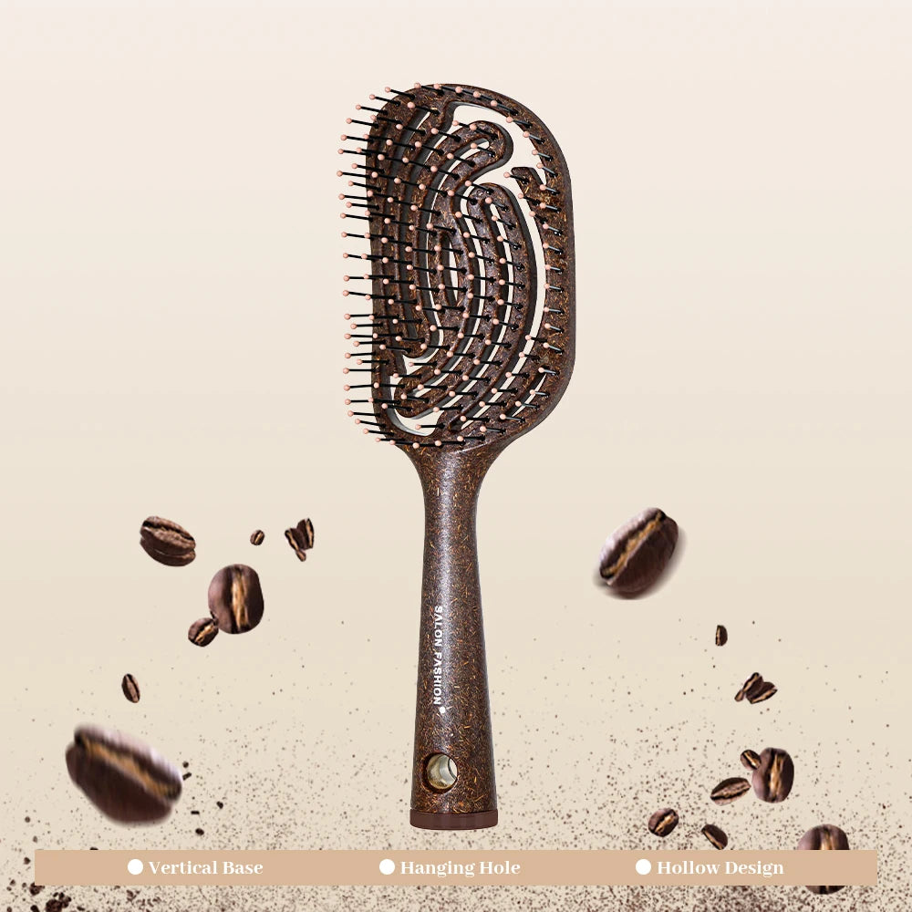 Wheat Straw Hair Massage Comb – Detangle & Quick-Dry Brush Hair Massage Comb Oasis Select M35SY-coffee-02