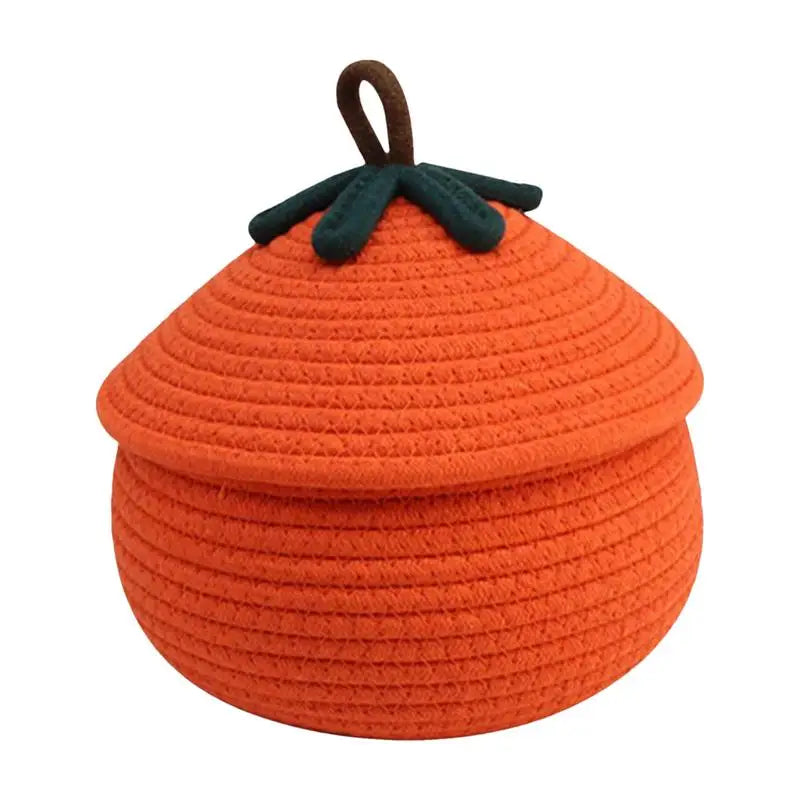 Halloween Pumpkin Woven Basket Halloween Pumpkin Basket with Dust-Proof Lid Seasonal Decor Home Organization Bin Cute Basket Oasis Select