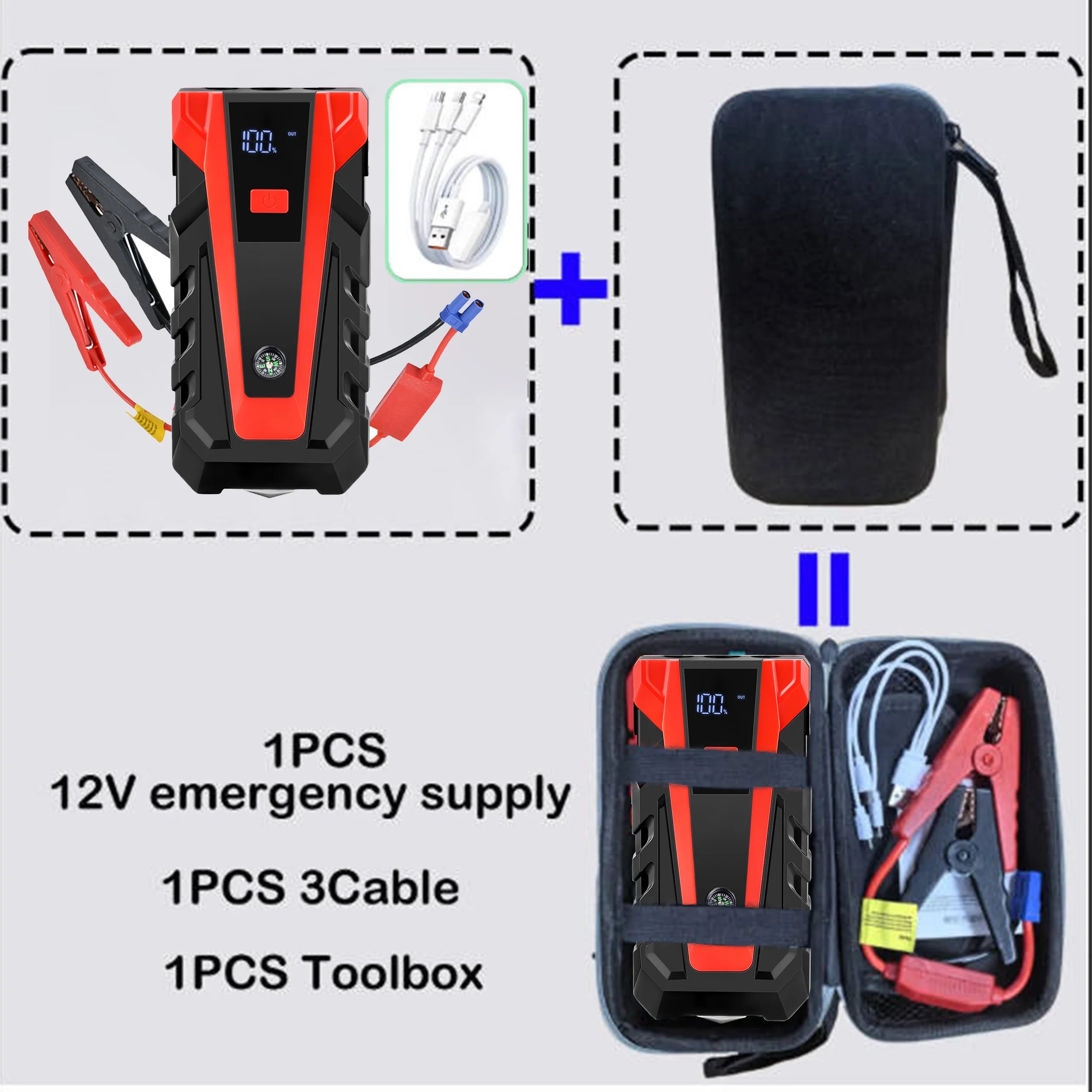 2026 Upgraded 99800mAh 12V Jump Starter: Portable Lithium, Dual USB, Flashlight, Emergency Car Battery Booster Oasis Select Storage Leather Bag 12V