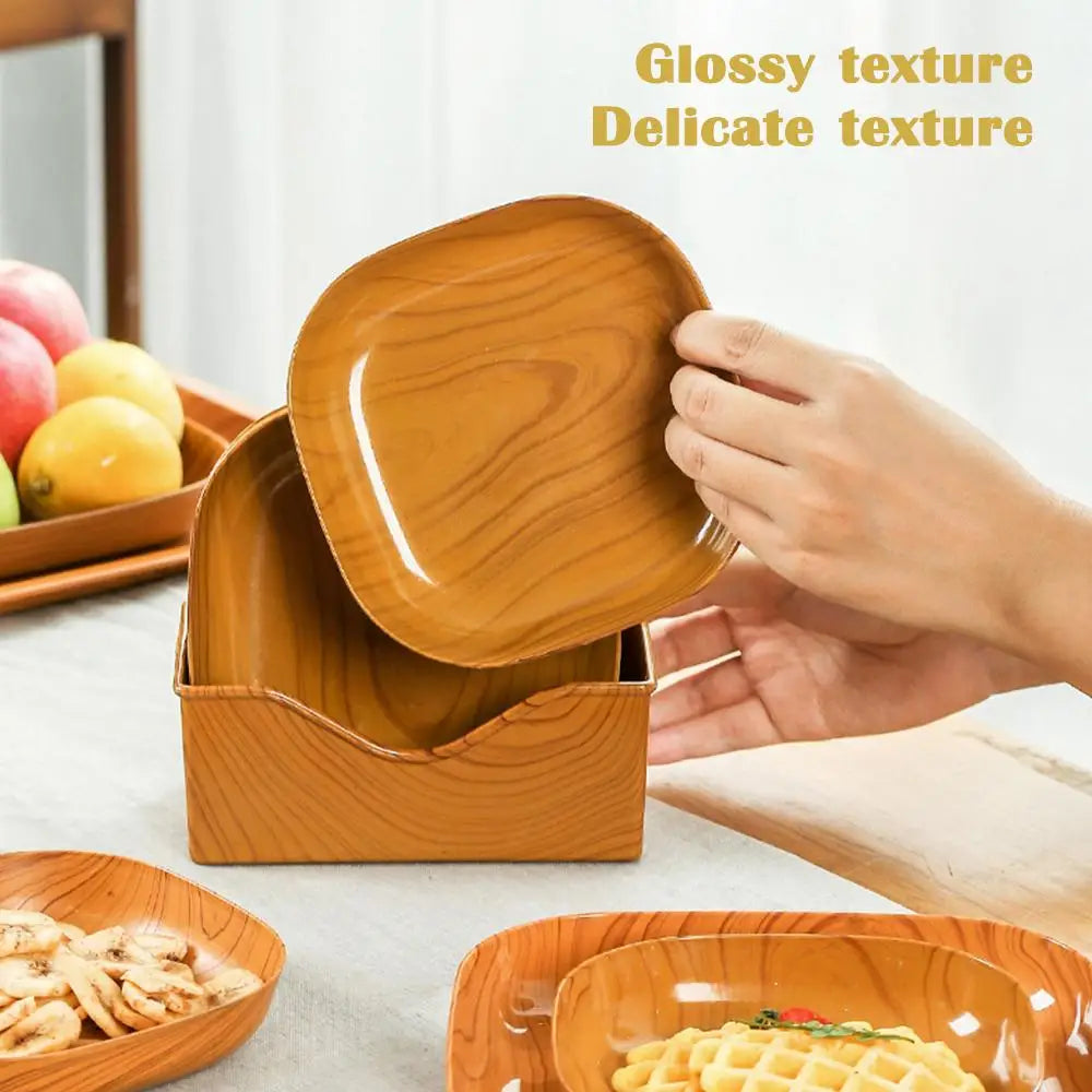 Japanese Wood Grain Square Plate 15cm – PP Dinnerware