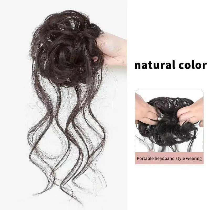 Wispy Dragon Bun Hair Extension – Messy Curly Clip-On Updo Clip-On Hair Extension Oasis Select 1