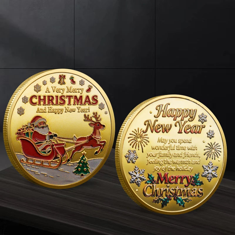 Christmas Santa Claus Collection Commemorative Medal Souvenir Coin Home Decoration Gift Oasis Select A4
