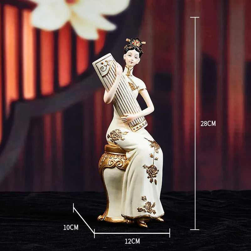 Light Luxury High-end Ladies Ornaments Ancient Figures New Chinese Style Art Decorations Retro Living Room Foyer Decorations Oasis Select C