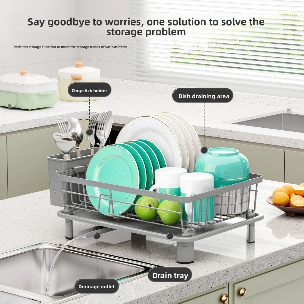 Kitchen Dish Storage Rack Dish Drain Rack Ash Powder Drain Basket Sink Dish Shelf Oasis Select