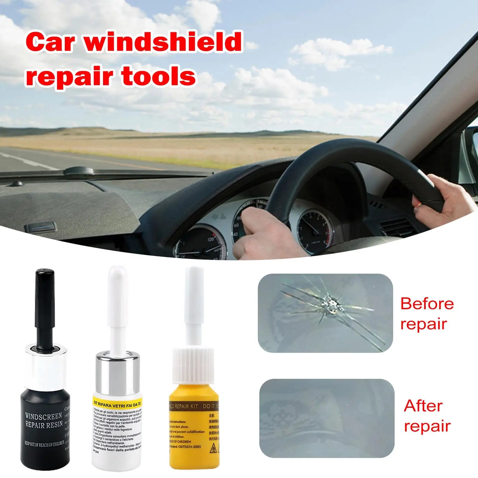Car Windshield Cracked Repair Tool Upgrade Auto Glass Repair Fluid DIY Auto Window Scratch Crack Restore for Car Accessories Oasis Select