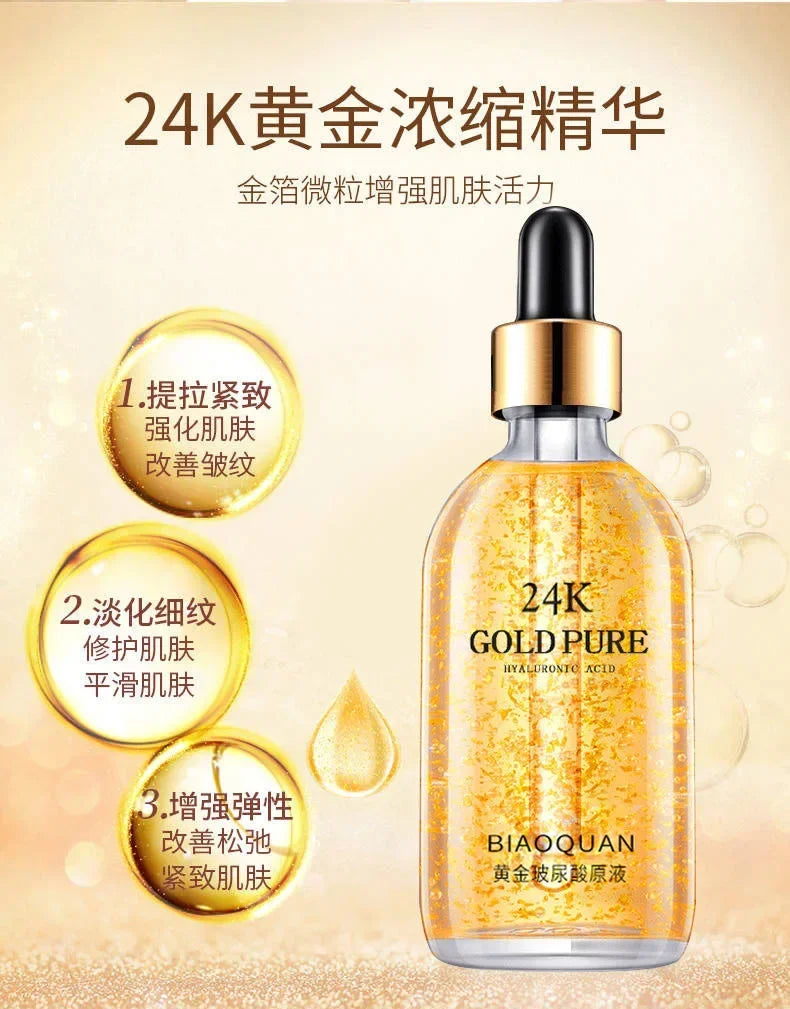 100ml 24k Gold Hyaluronic Acid Nicotinamide Face Serum Anti Aging Facial Lifting Collagen Essence Skin Care Whitening Serum Oasis Select