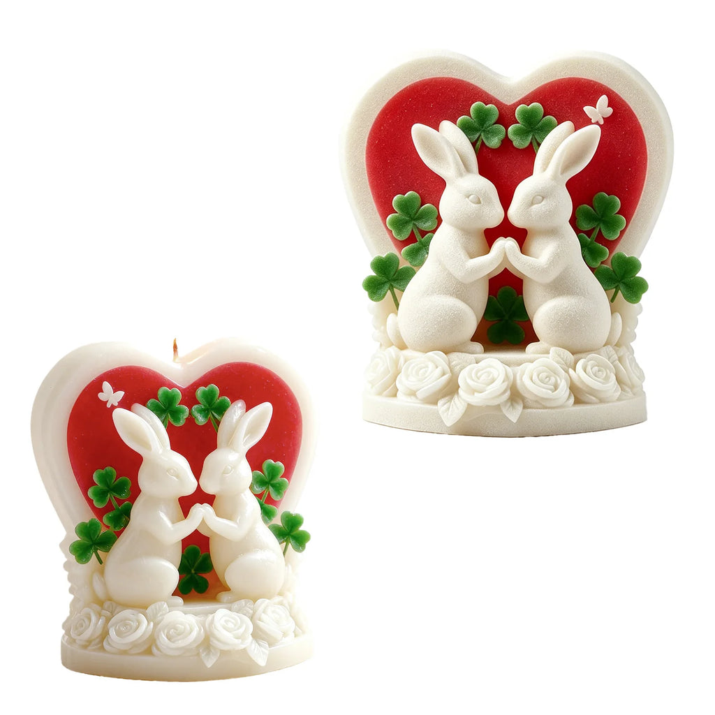 3d Rabbit Mold Silicone Love Rabbit Silicone Mold Candle Decoration Mold Three-Dimensional For Epoxy Molding Diy Projects Home Oasis Select