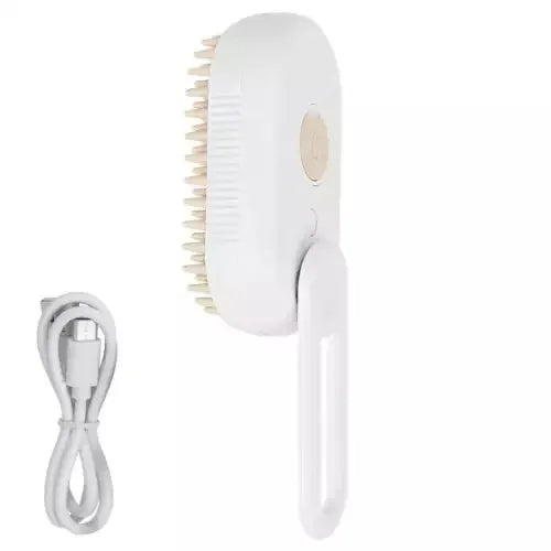 New Cat Dog Pet Spray Massage Brush One Button Steam Spray Folding Rotatable Floating Hair Bath Hair Removal Brush Comb Oasis Select WHITE