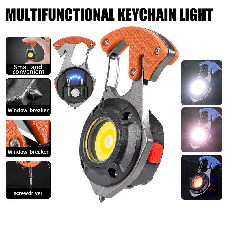Portable Mini Multi-Function Keychain Light Maintenance Light Outdoor Camping Rechargeable Flashlight Cob Work Light Oasis Select