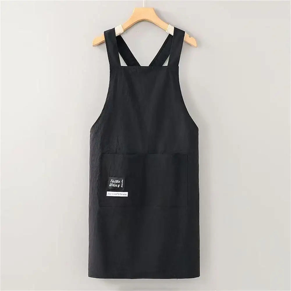 Fashion Strap Style Apron Waterproof Anti-fouling Nail Art Cafe Workwear Sleeveless Catering Waiter Work Clothes Oasis Select Black