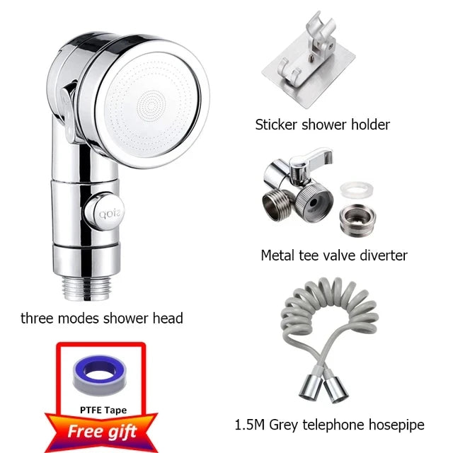 New 3 Mode Bidet Faucet External Shower Head Bathroom Kitchen Basin Tap Adapter Splitter Set Water Diversion Shower Beauty Salon Oasis Select SIiver Set A