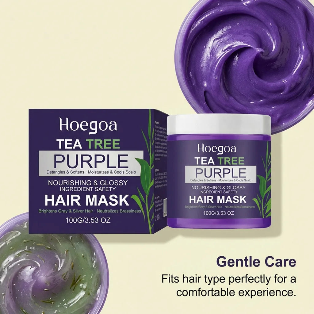 Deep Repair Purple Hair Mask Natural Tea Tree Extract Neutralize Yellow Nourishing Dry Improve Elasticity Smooth Hair Care Mask Oasis Select