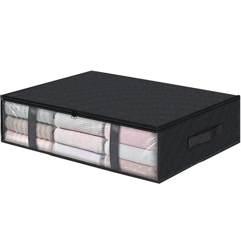 Under bed Storage Bag For Portable Foldable Quilt Bags Wardrobe Clothes Organizer Storage Box Dustproof Organizer Large Capacity Oasis Select 60x45x15cm black