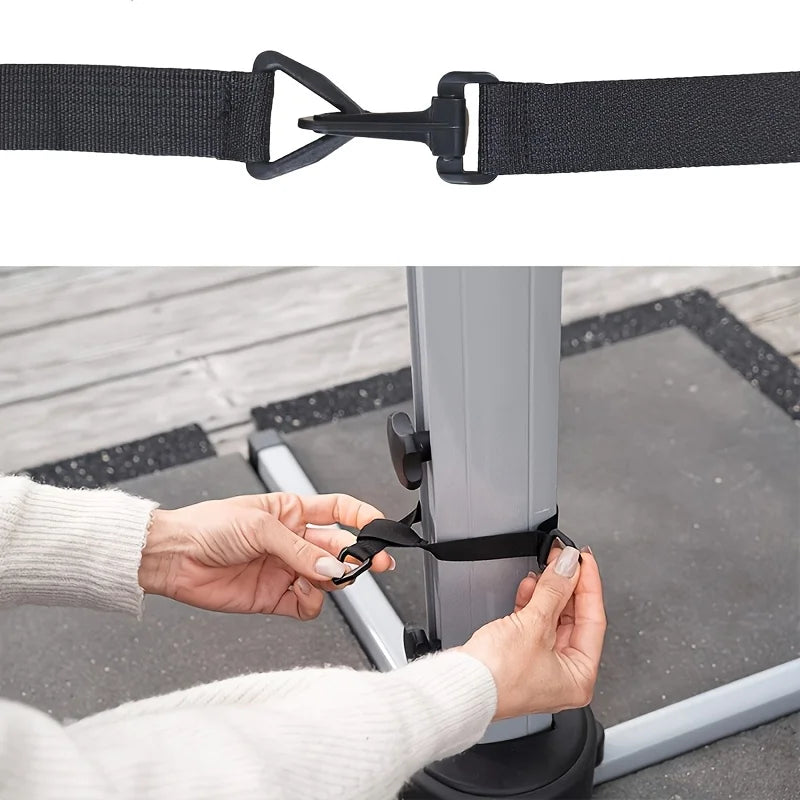 1-set Large Outdoor Umbrella Fixing Straps,Windproof Fastening Belts, Adjustable Black Cantilever Parasol Wind Locks,for Garden Oasis Select