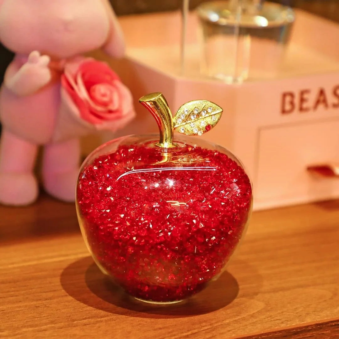 Colorful Crystal Craft Apple Statue Glitter Glass Crystal Home Decor Christmas Eve Ornaments Gift Christmas Eve Ornaments Home Oasis Select