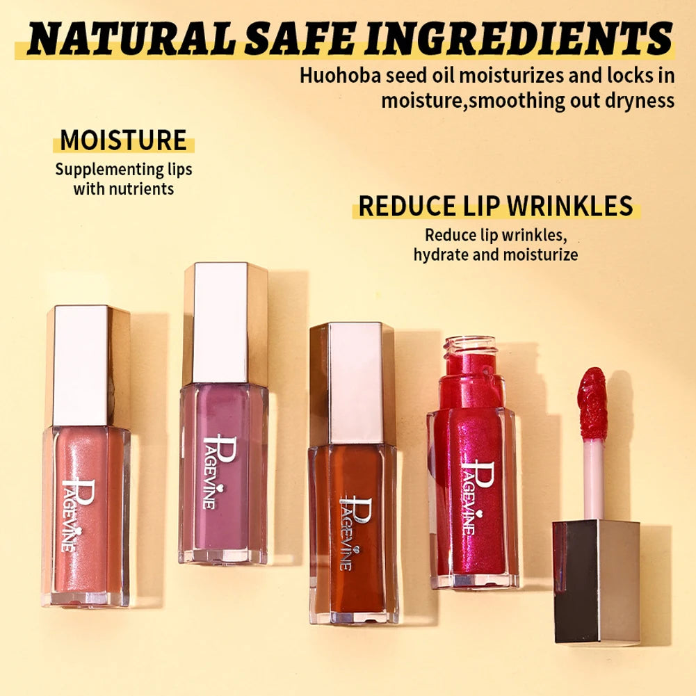 Shimmer Glitter Moisturizing Lip Gloss Multiple Pearly Shades Plump Full Pout Lip Liquid Lightweight Comfort Lip Makeup Oasis Select