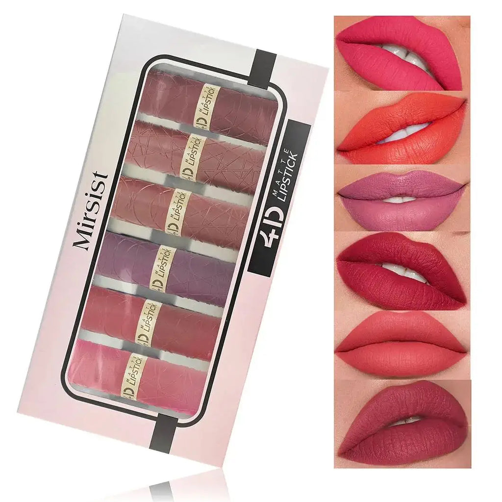 Mirsist 6-Piece Velvet Matte Lipstick Set – Waterproof & Long Lasting
