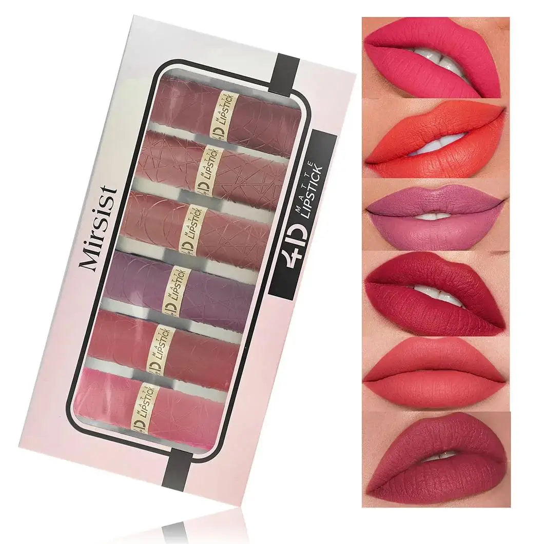 Mirsist 6-Piece Velvet Matte Lipstick Set – Waterproof & Long Lasting