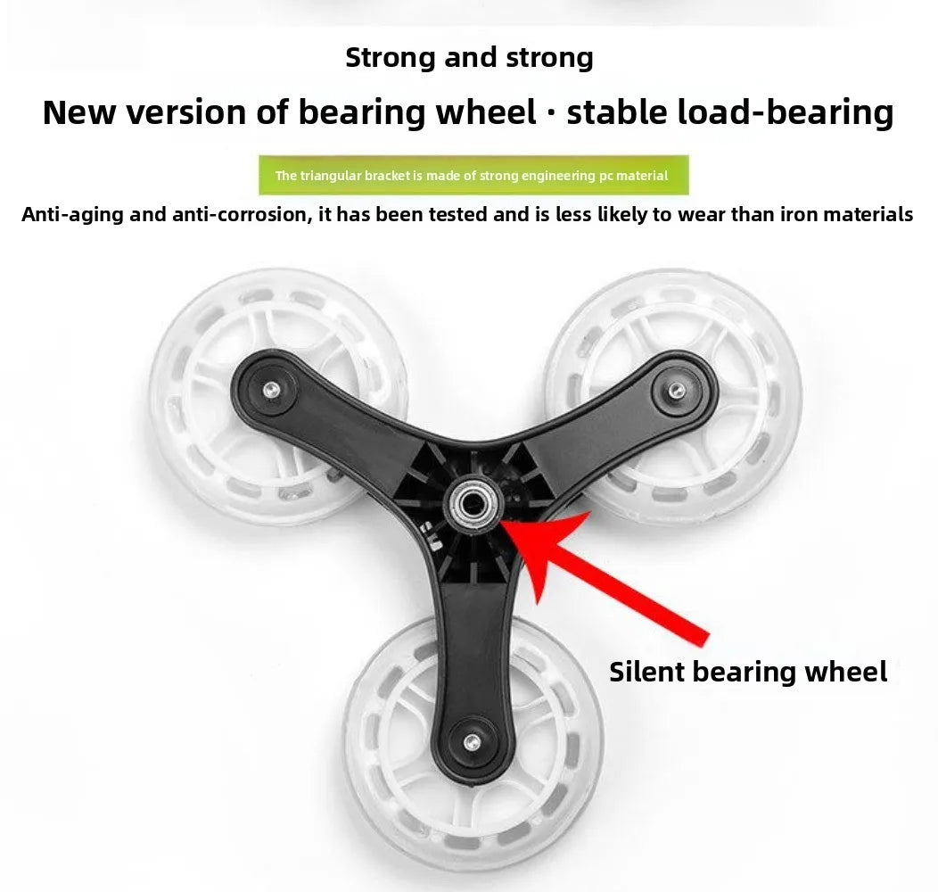 Shopping Cart Stair Climbing Wheel Sliding Rollers Replacement Casters Three-wheel Stair Climbing Pulley Oasis Select