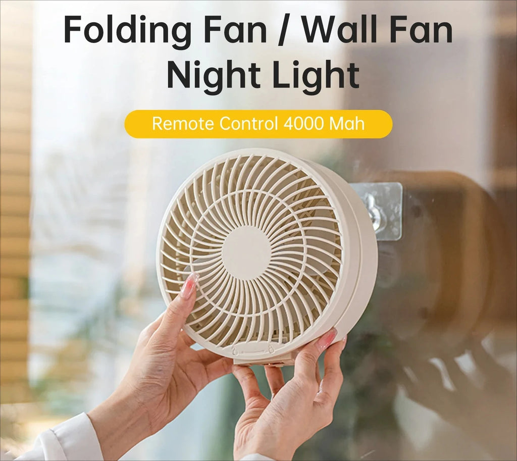 URGGU 4000mAh Rechargeable Fan – Remote, Wall Mount & Nightlight
