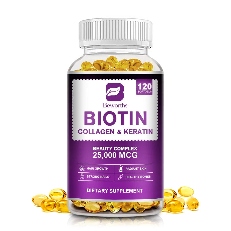 BBEEAAUU Biotin Capsule Biotin for Hair Growth Strong Hair Dry Hair Follicle Repair Skin Hydrolyzed Adult Beauty Care Oasis Select 120pcs 2bottle United States