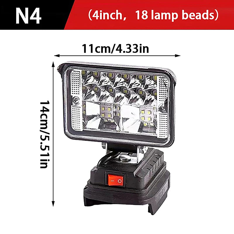 For Mak 18V Li-ion Battery LED Work Light 3/4 Inch Flashlight Portable Emergency Flood Lamp Camping Lamp Oasis Select 4inch