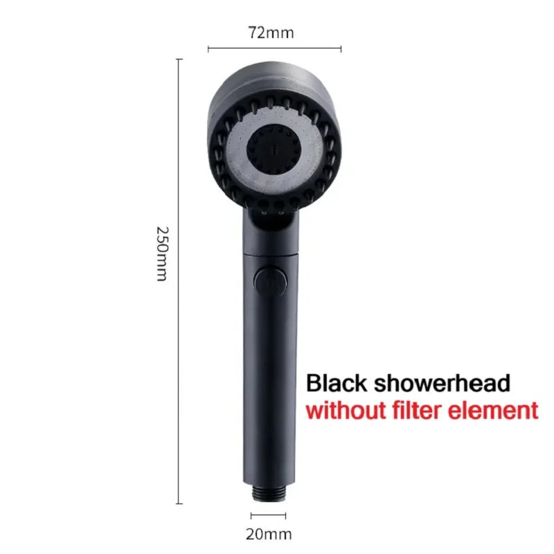 High Pressurized Filter Shower Head 3-mode Adjustable Spray with Massage Brush Rain Faucet Bathroom Accessories Oasis Select