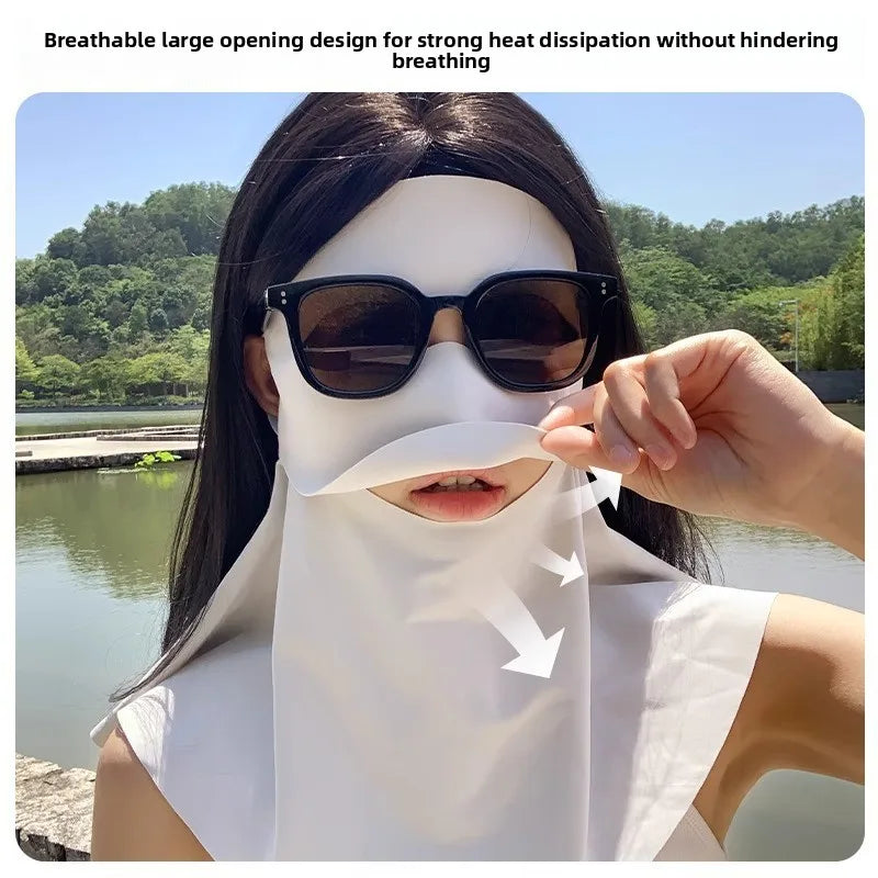 1-10PCS Ice Silk Face Mask Women Cooling Breathable UV Protection Eye Cover Summer Sun Mask Dustproof Stylish Face Gaiter Oasis Select