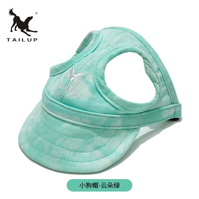 Sunshades for Large, Medium and Small Dogs and Cats with Exposed Ears, Little Dogs with Duck Tongues, Baseball Caps and Headwear Oasis Select Cloud green S