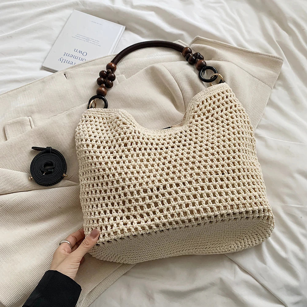 Women's Crochet Mesh Beach Bag – Large Woven Crossbody Tote Crochet Beach Tote Oasis Select