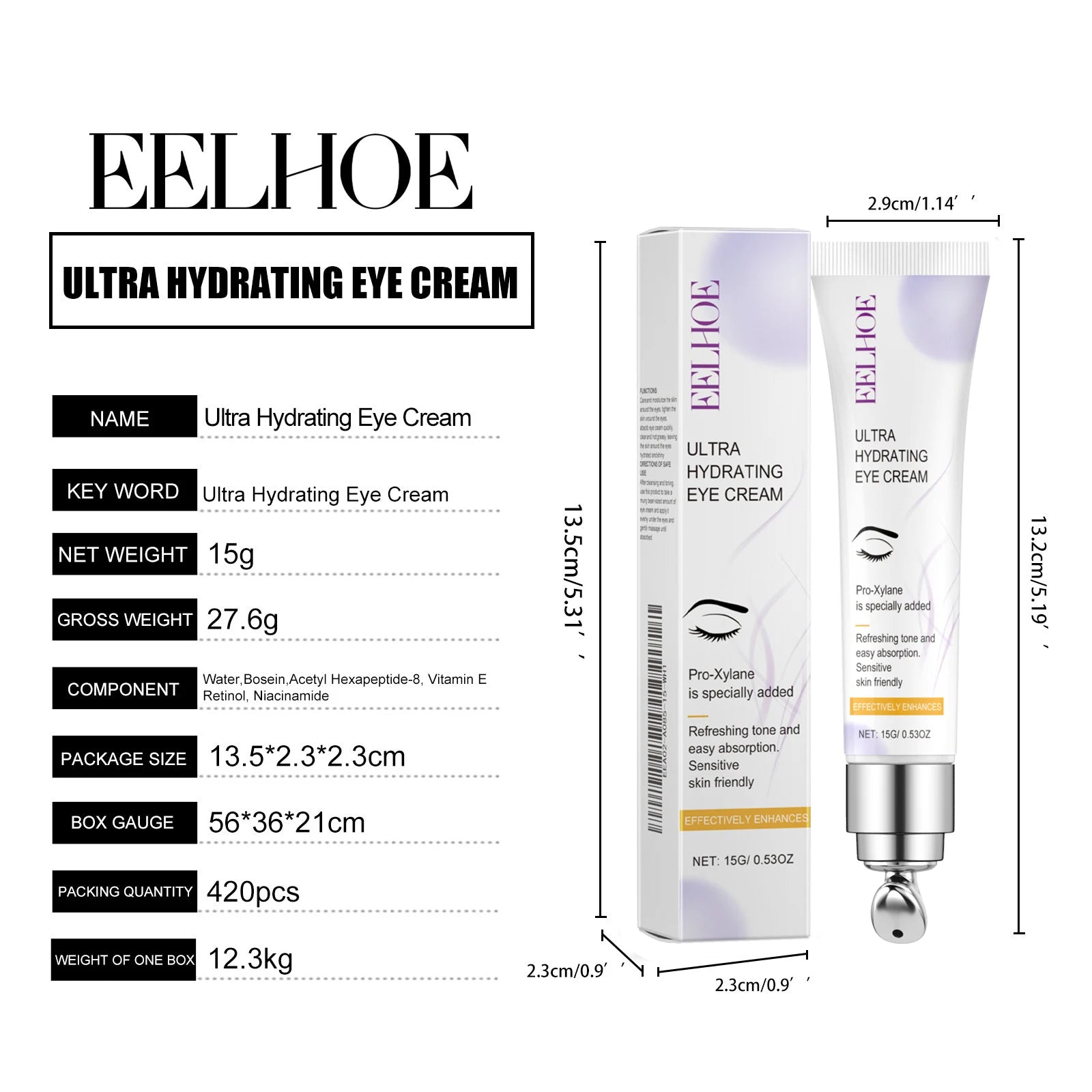 Ultra Hydrating Eye Cream Anti Dark Circle Puffiness Anti-Wrinkle Firming Skin Fade Fine Lines Moisturizing Brighten Eye Care Oasis Select