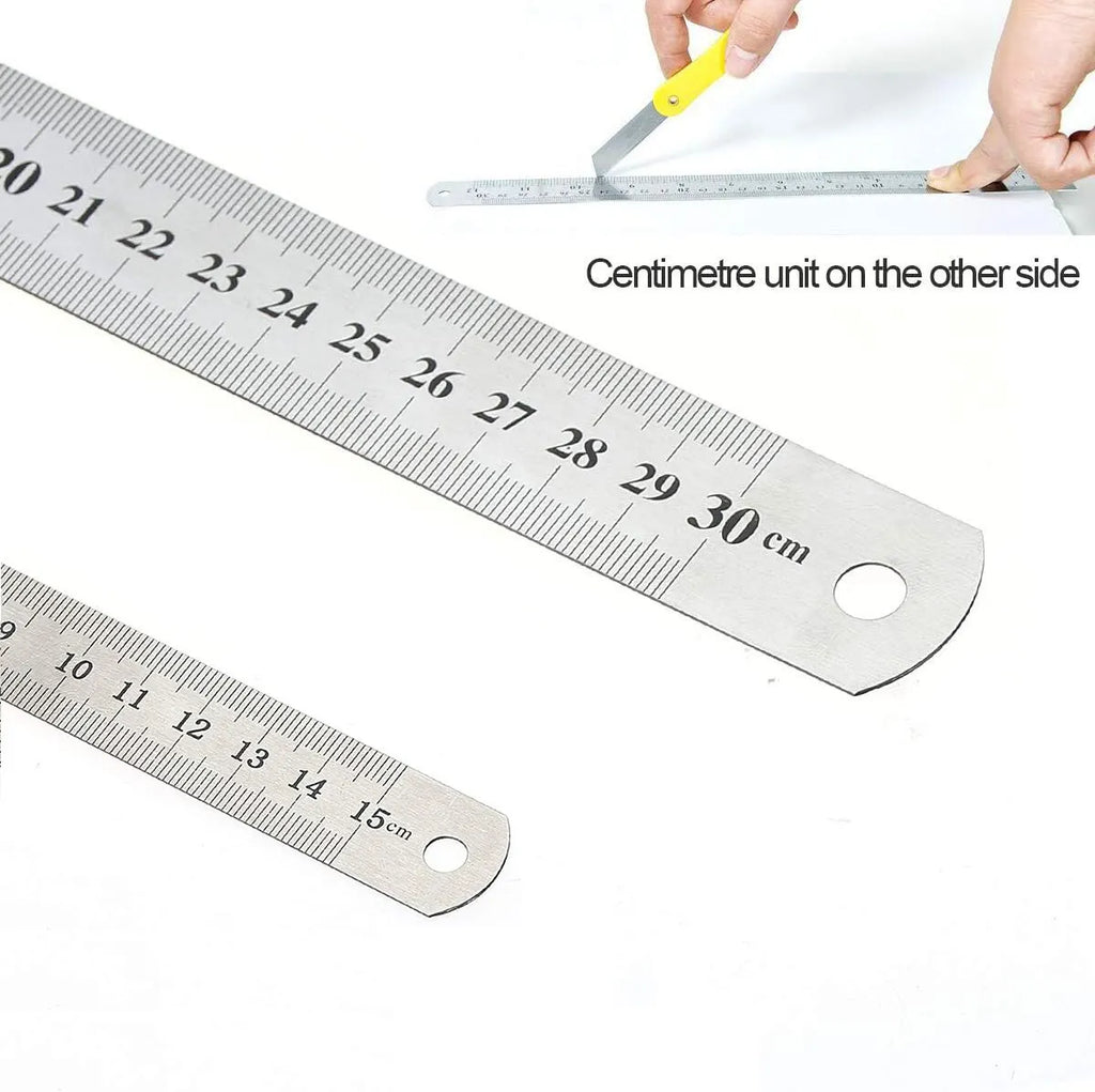 Stainless Steel Double Side Straight Ruler Centimeter Inches Scale Metric Ruler Precision Measuring Tool School Office Supplies Oasis Select