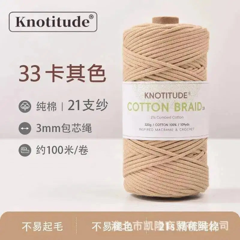 Macrame Braid Cotton Cord 109Yards Pure Rope Bracelet Knots DIY Craft