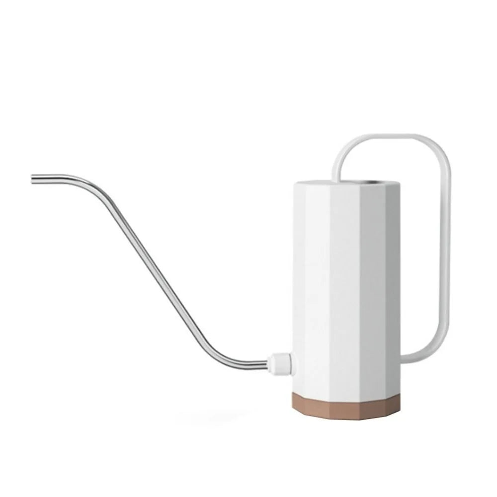1.2L Gardening Watering Can Stainless Steel Curved Mouth Plant Sprinkler Irrigation Pot Long Spout Removable Nozzle Oasis Select White