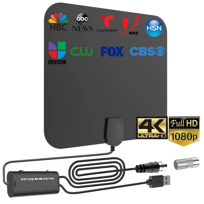 2025 Upgraded HD Digital TV Antenna, Supports 4K 1080P TV Indoor and Outdoor Use - Suitable for Smart TVs Oasis Select black