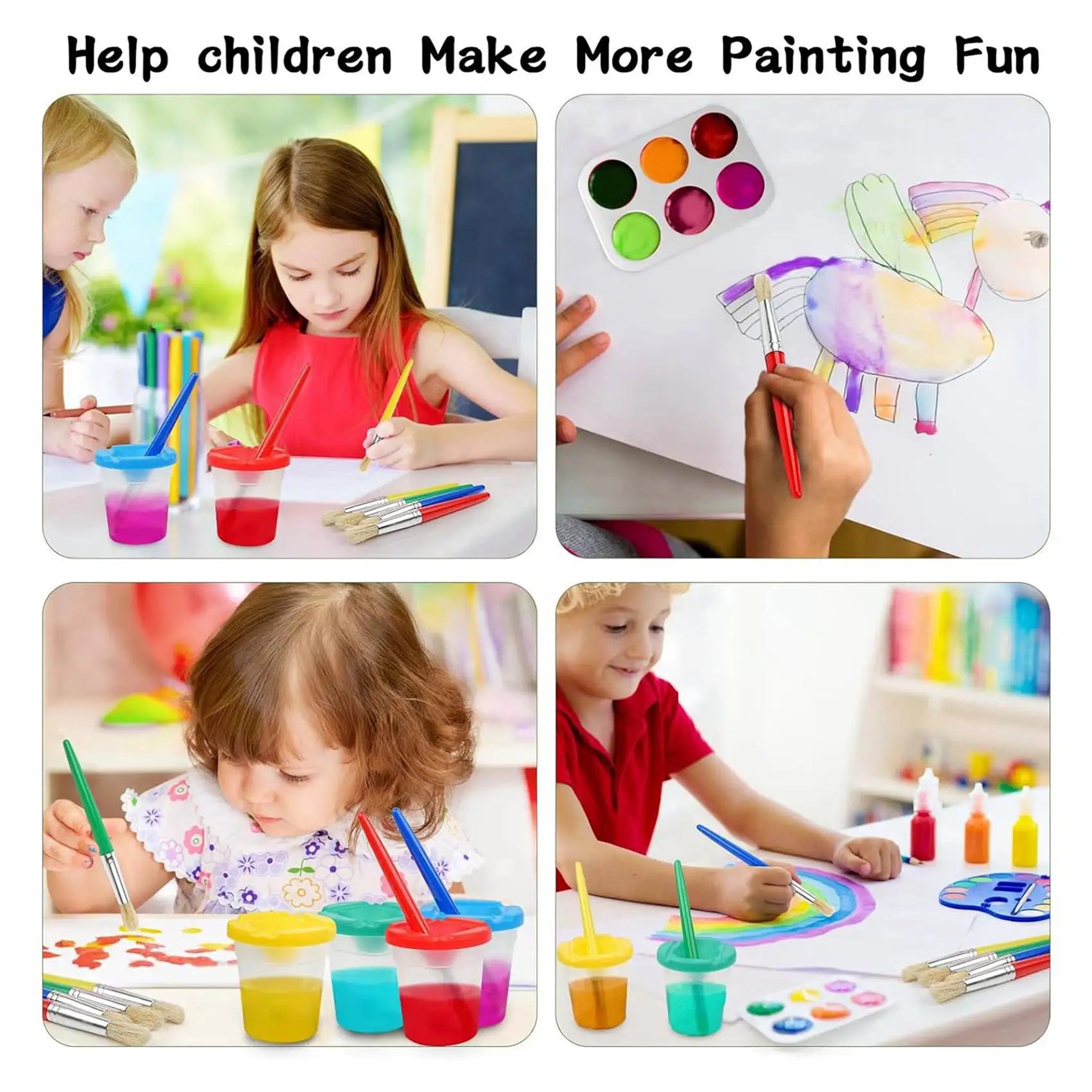2026-WISH Kids Paint Brushes, 68Pcs Childrens Paint Brushes Set, Colorful Paint Brushes For Children Toddlers Beginners, Face Oasis Select