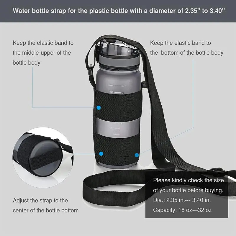 Easy to Install Water Bottle Carrier Sling Adjustable Strap Fits 18-32oz Wide Mouth Bottles for Daily Commute Outdoor Travel Oasis Select
