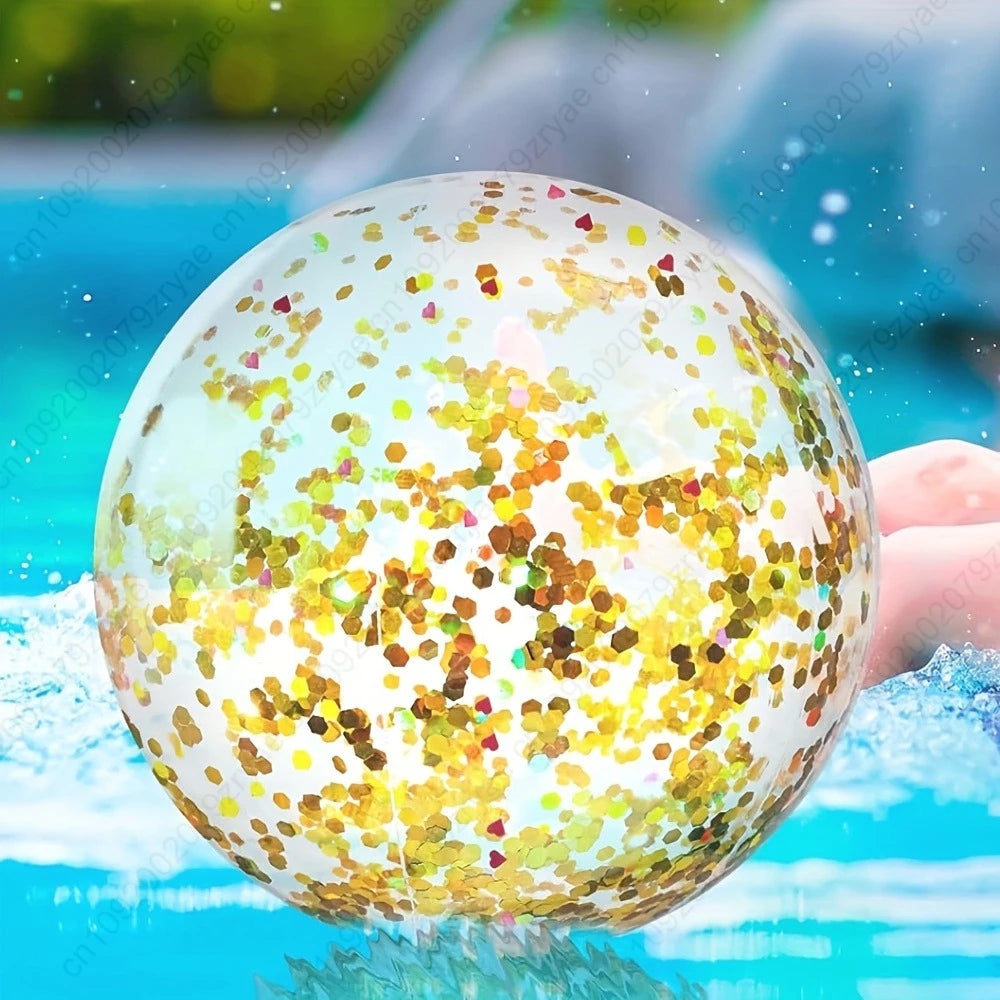 1pc Inflatable Beach Ball PVC Sequin Bal Summer Beach Swimming Pool Party Water Sports Fun Accessories Oasis Select golden
