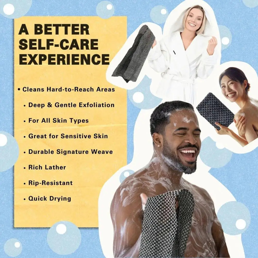 Exfoliating Shower Towel – Extra Long Body Scrubber | Men & Women Exfoliating Body Scrubber Oasis Select