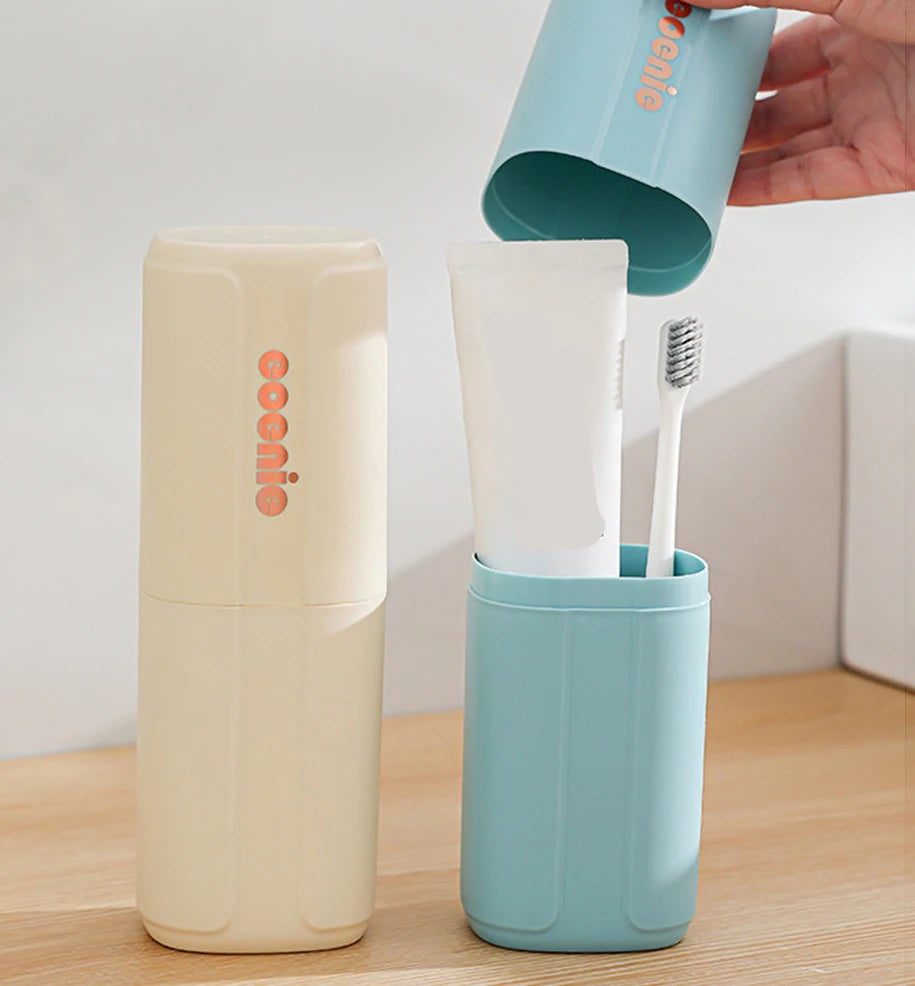 Travel Toothbrush Organizer & Mouthwash Cup | Portable Case