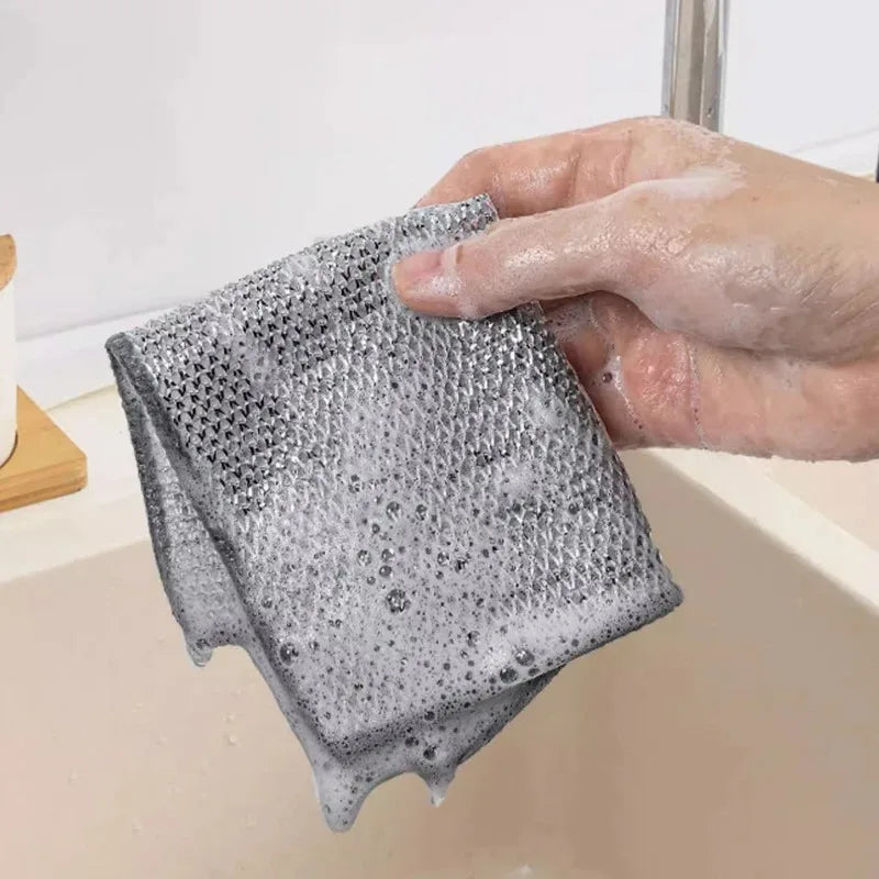 Non-Scratch Wire Dishcloth – Reusable Steel Wool Scrubber Kitchen Scrubber Cloth Oasis Select
