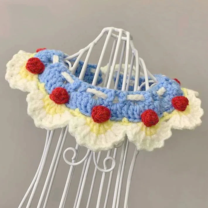 Cat Scarf Dog Bib Snow White Knitted Pet Accessories Collar Wool Collar Flower Bow Tie Dog Saliva Towel Oasis Select