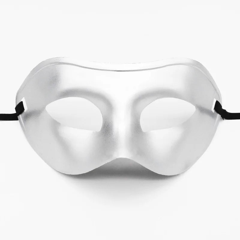 Men's Half Face Spray Painting Gentleman Jazz Performance Ball Plastic Flat Head Mask Halloween Party Prom Wedding Decoration Oasis Select silver