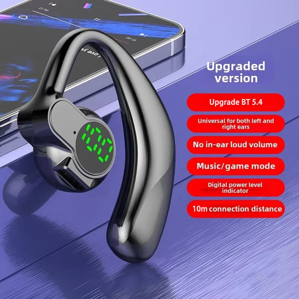 Wireless Headphones Bluetooth 5.4 Ear Hook Earphones with Microphone Handsfree HD Call Noise Cancelling Headset for Driving Oasis Select